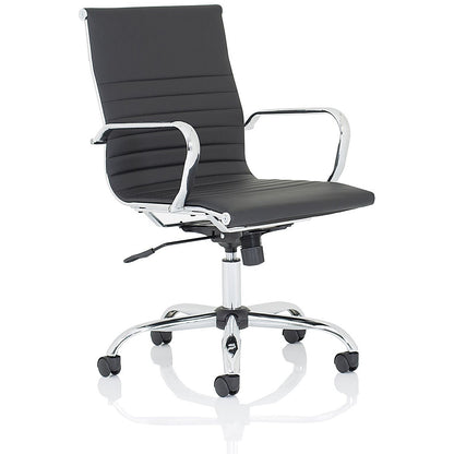 Nola Medium Back Executive Chair, Fixed Height Arms, Black