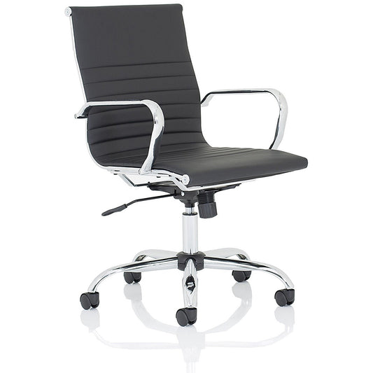 Nola Medium Back Executive Chair, Fixed Height Arms, Black