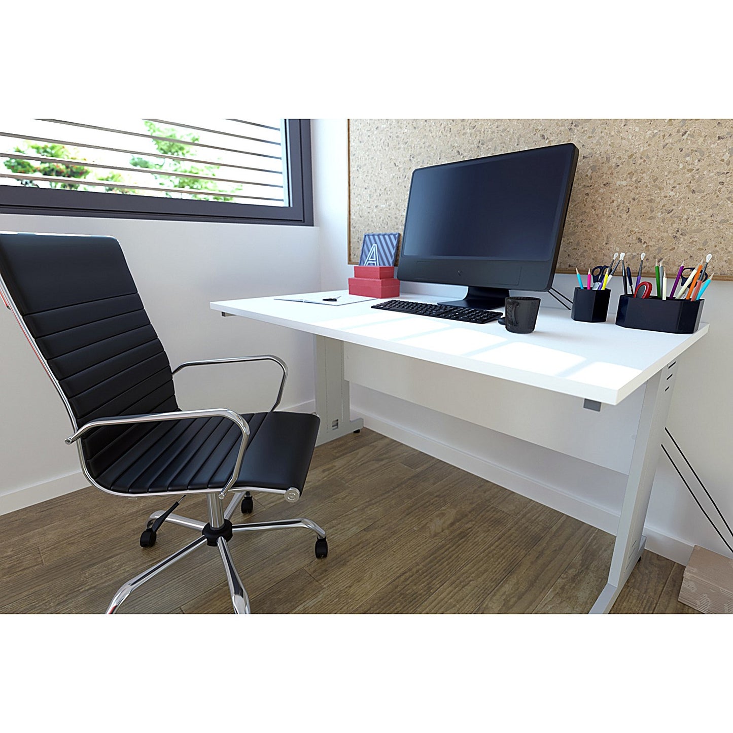 Nola Medium Back Executive Chair, Fixed Height Arms, Black
