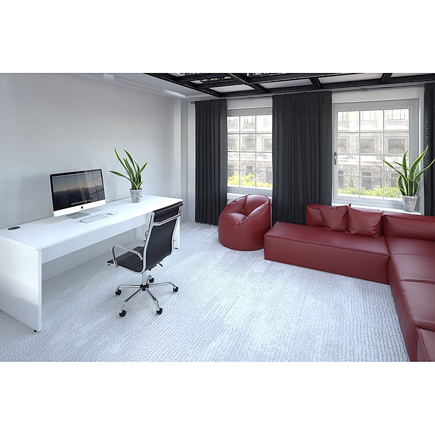 Nola Medium Back Executive Chair, Fixed Height Arms, Black