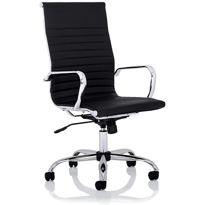 Nola High Back Executive Chair, Fixed Height Arms, Black