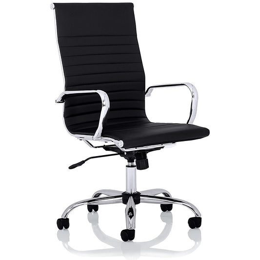 Nola High Back Executive Chair, Fixed Height Arms, Black