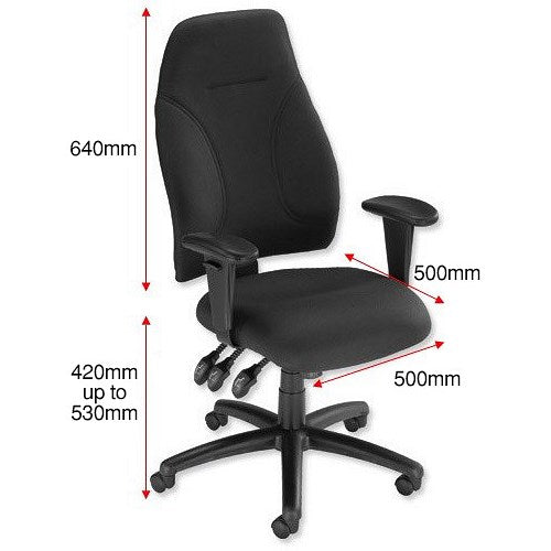 Esme Posture High Back Chair, Height Adjustable Arms, Black