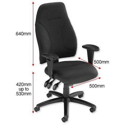 Esme Posture High Back Chair, Height Adjustable Arms, Black