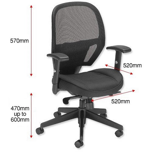 Amaze Mesh Chair, Height Adjustable Arms, Black