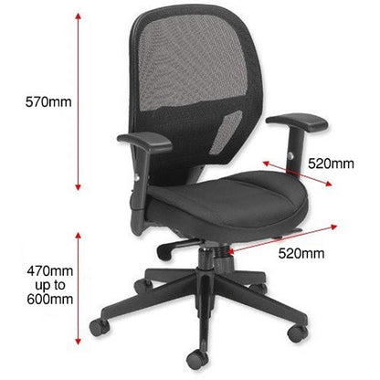 Amaze Mesh Chair, Height Adjustable Arms, Black