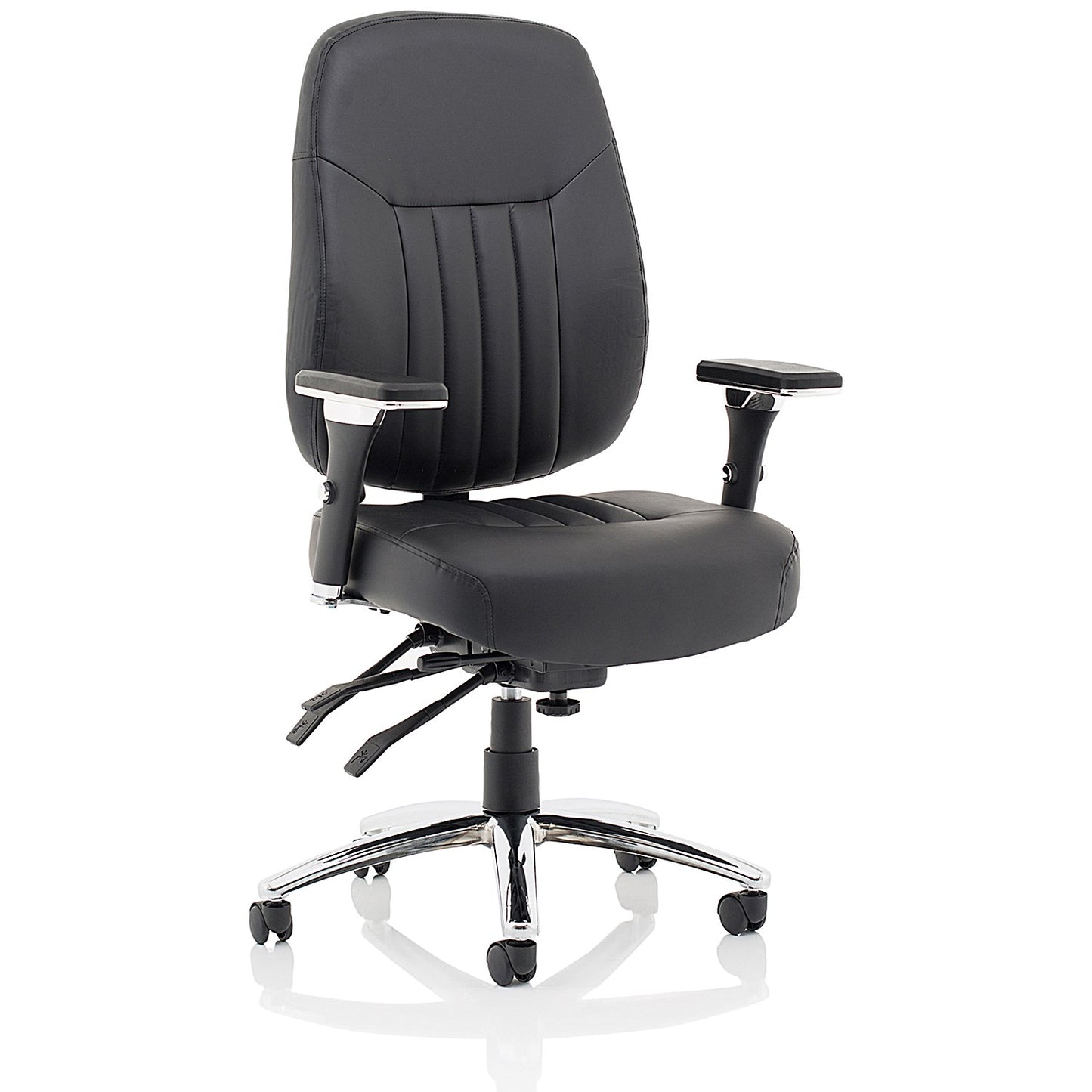 Barcelona Bonded Leather Operator Chair, Height Adjustable Arms, Black