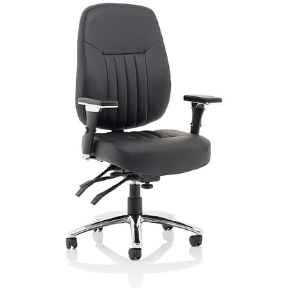 Barcelona Bonded Leather Operator Chair, Height Adjustable Arms, Black