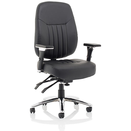 Barcelona Bonded Leather Operator Chair, Height Adjustable Arms, Black
