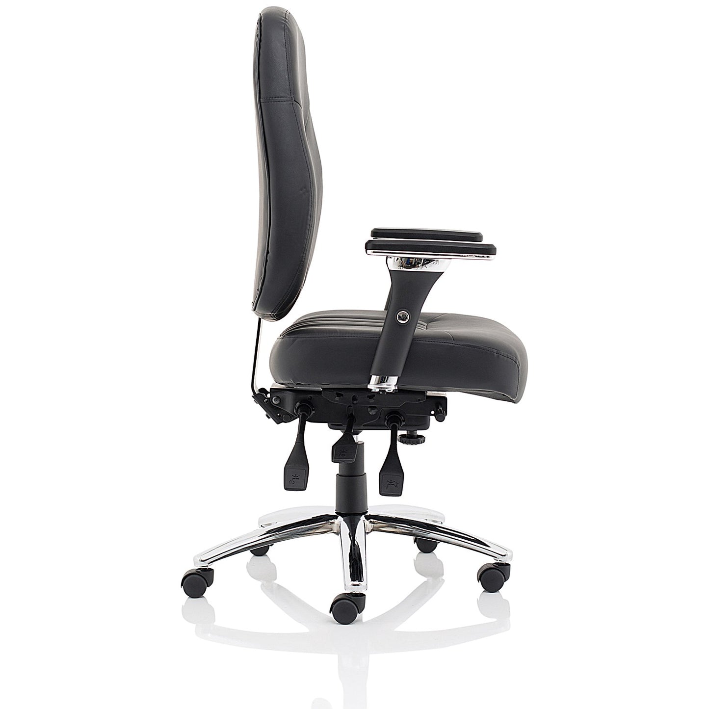 Barcelona Bonded Leather Operator Chair, Height Adjustable Arms, Black