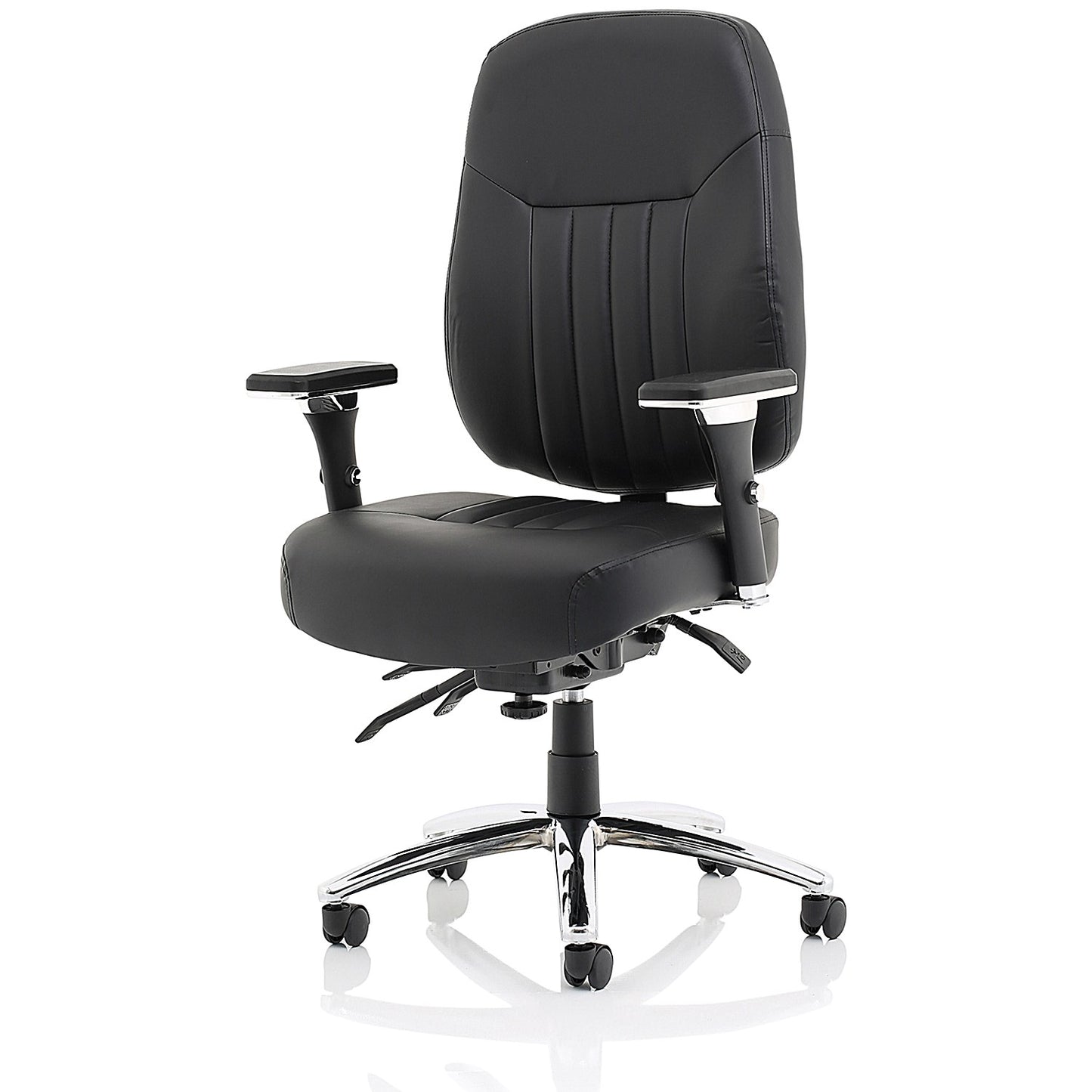 Barcelona Bonded Leather Operator Chair, Height Adjustable Arms, Black