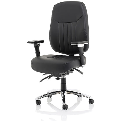 Barcelona Bonded Leather Operator Chair, Height Adjustable Arms, Black