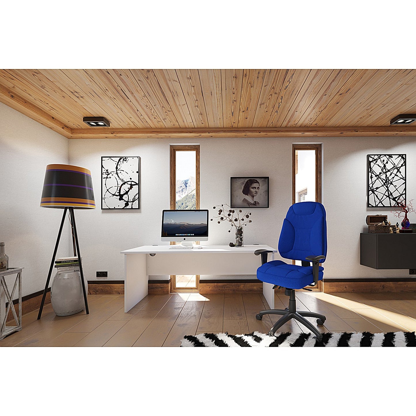 Barcelona Operator Chair, Height Adjustable Arms, Blue