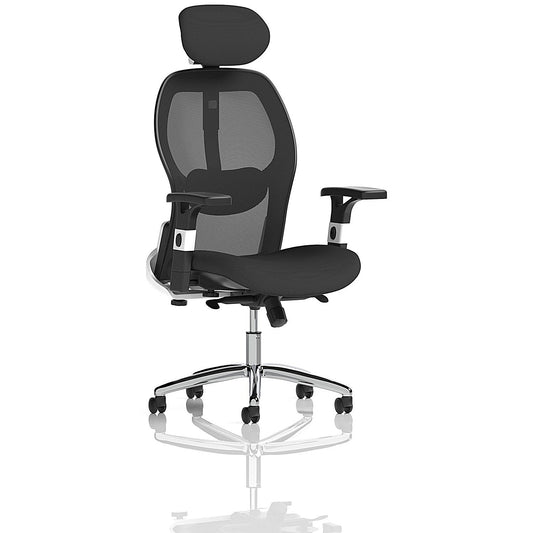 Sanderson II Mesh Back Operator Chair, Headrest, Height Adjustable Arms, Black