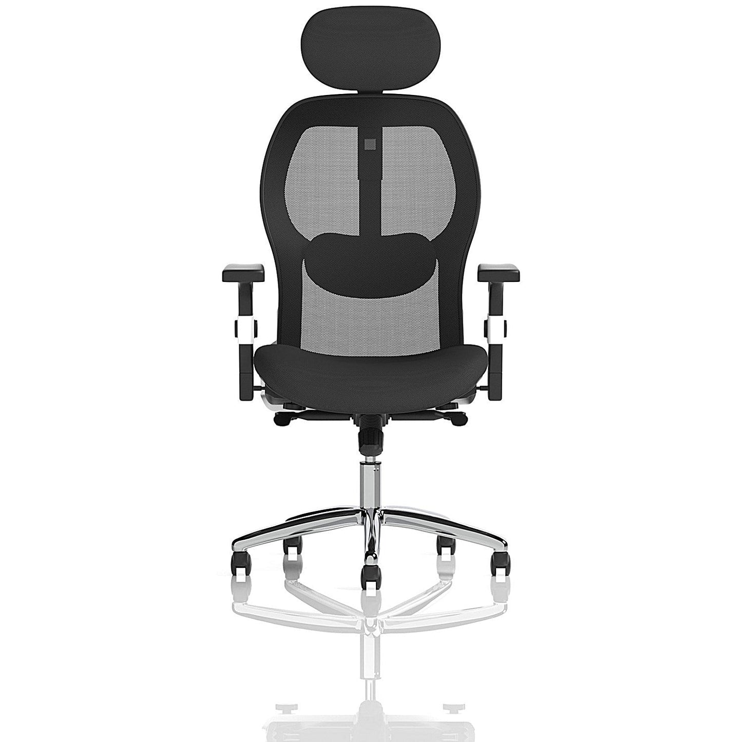 Sanderson II Mesh Back Operator Chair, Headrest, Height Adjustable Arms, Black