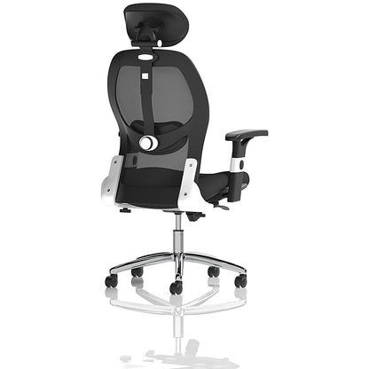 Sanderson II Mesh Back Operator Chair, Headrest, Height Adjustable Arms, Black