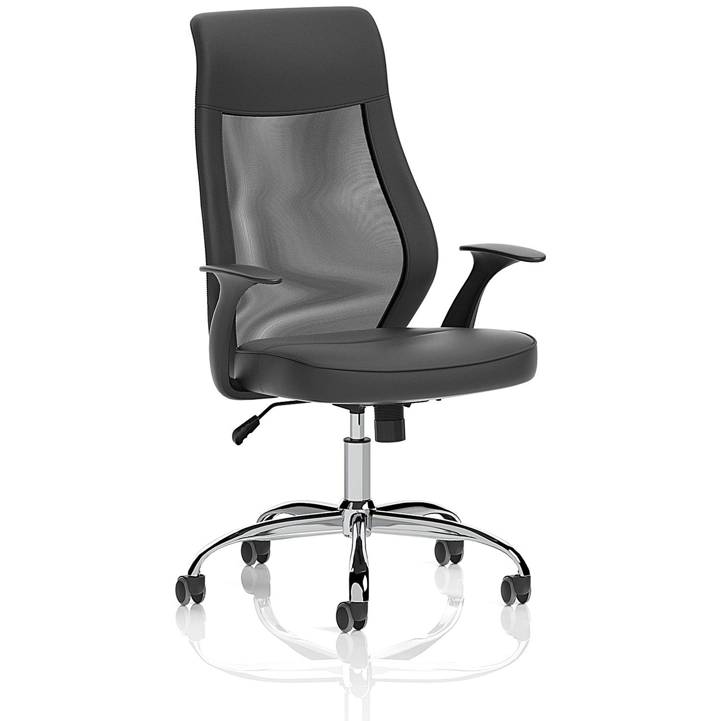 Baye Mesh and PU Operator Chair, Fixed Height Arms, Black
