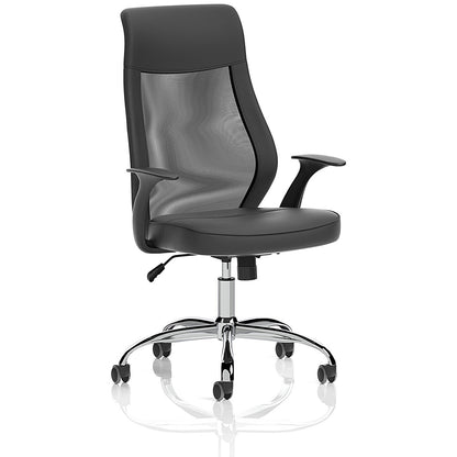 Baye Mesh and PU Operator Chair, Fixed Height Arms, Black