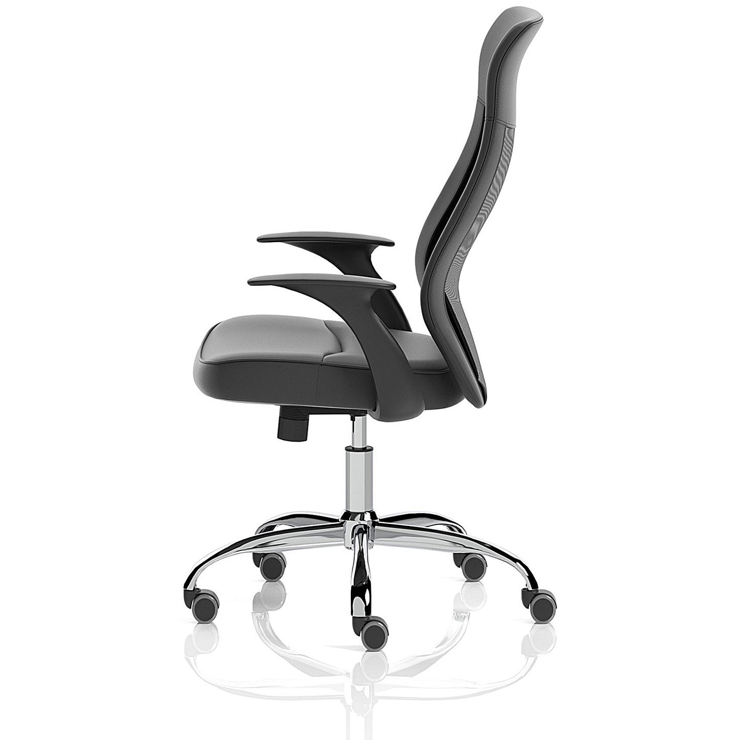 Baye Mesh and PU Operator Chair, Fixed Height Arms, Black