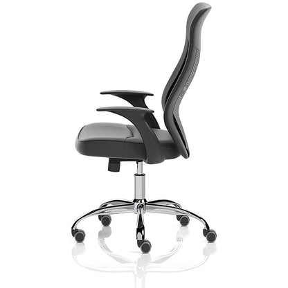 Baye Mesh and PU Operator Chair, Fixed Height Arms, Black