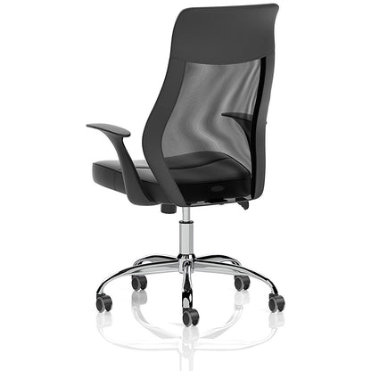 Baye Mesh and PU Operator Chair, Fixed Height Arms, Black