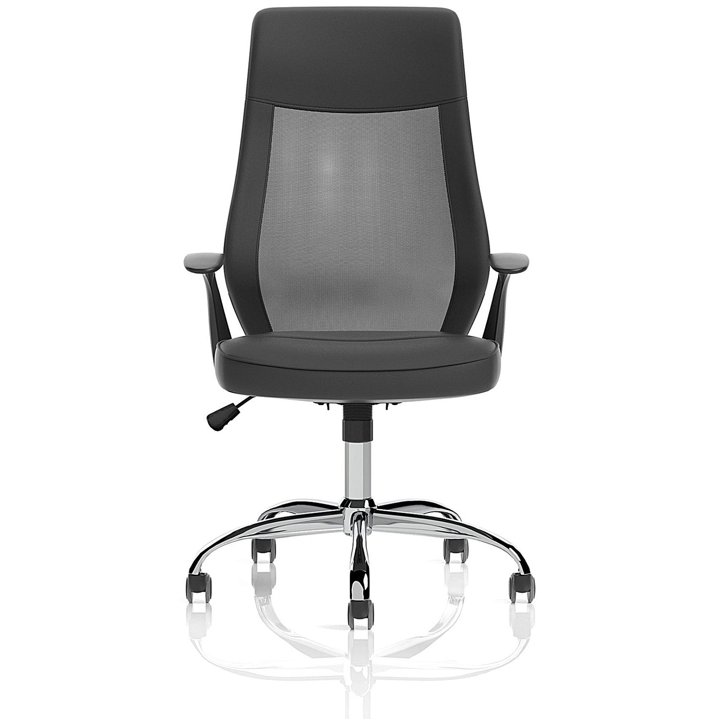 Baye Mesh and PU Operator Chair, Fixed Height Arms, Black