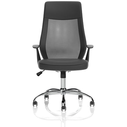 Baye Mesh and PU Operator Chair, Fixed Height Arms, Black