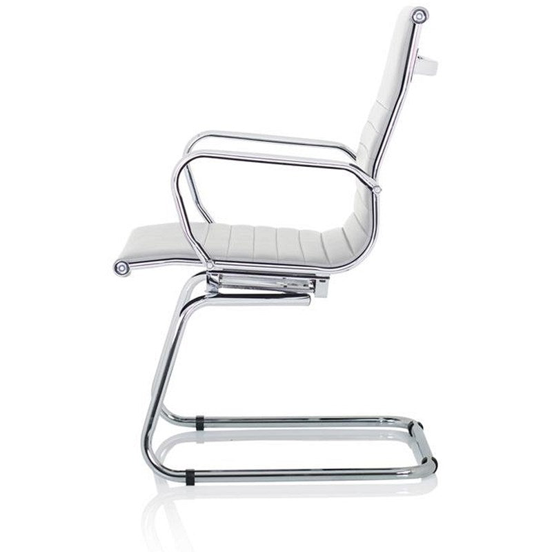Nola Soft Bonded Leather Cantilever Chair, White