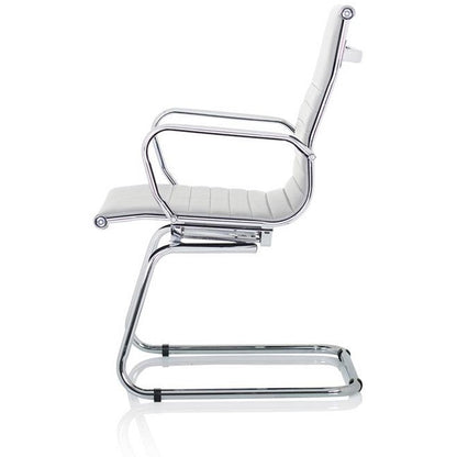 Nola Soft Bonded Leather Cantilever Chair, White