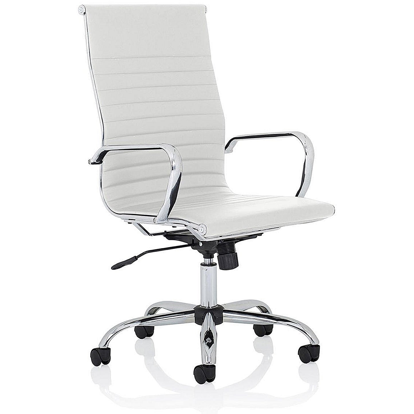 Nola High Back Executive Chair, Fixed Height Arms, White