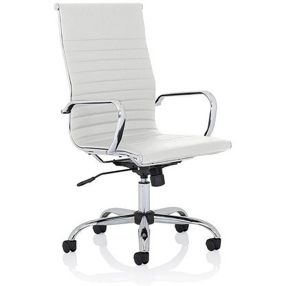 Nola High Back Executive Chair, Fixed Height Arms, White