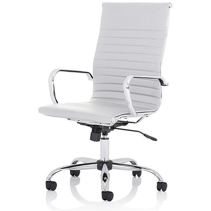 Nola High Back Executive Chair, Fixed Height Arms, White