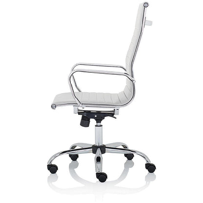 Nola High Back Executive Chair, Fixed Height Arms, White