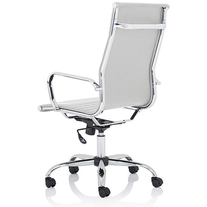 Nola High Back Executive Chair, Fixed Height Arms, White
