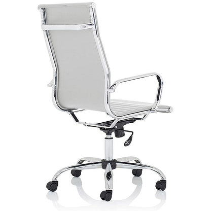 Nola High Back Executive Chair, Fixed Height Arms, White
