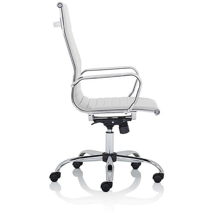 Nola High Back Executive Chair, Fixed Height Arms, White