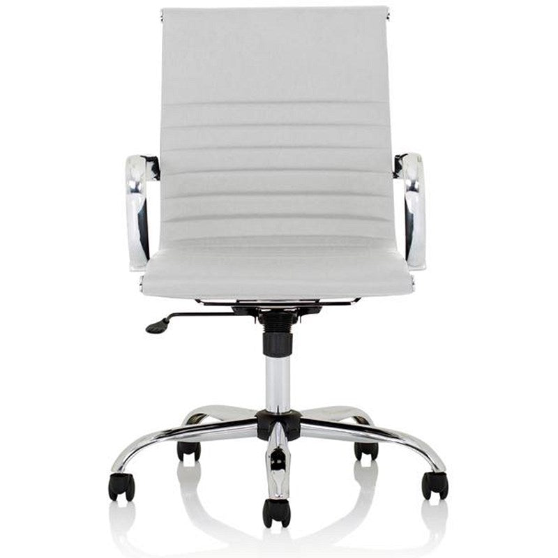 Nola Medium Back Executive Chair, Fixed Height Arms, White