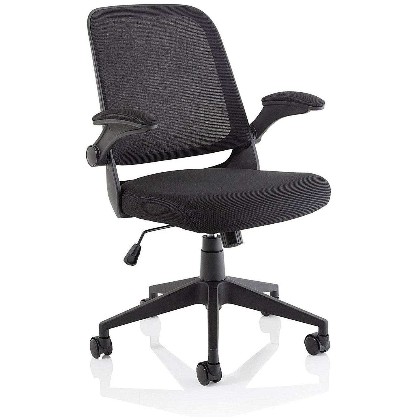 Crew Task Mesh Back Operator Chair, Folding Arms, Black