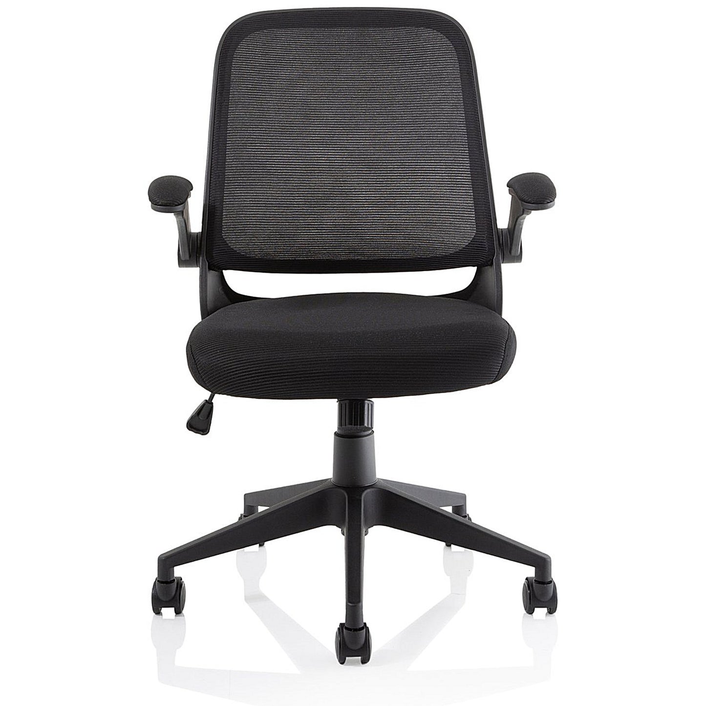 Crew Task Mesh Back Operator Chair, Folding Arms, Black