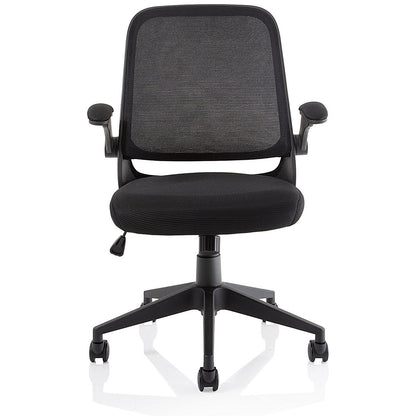 Crew Task Mesh Back Operator Chair, Folding Arms, Black