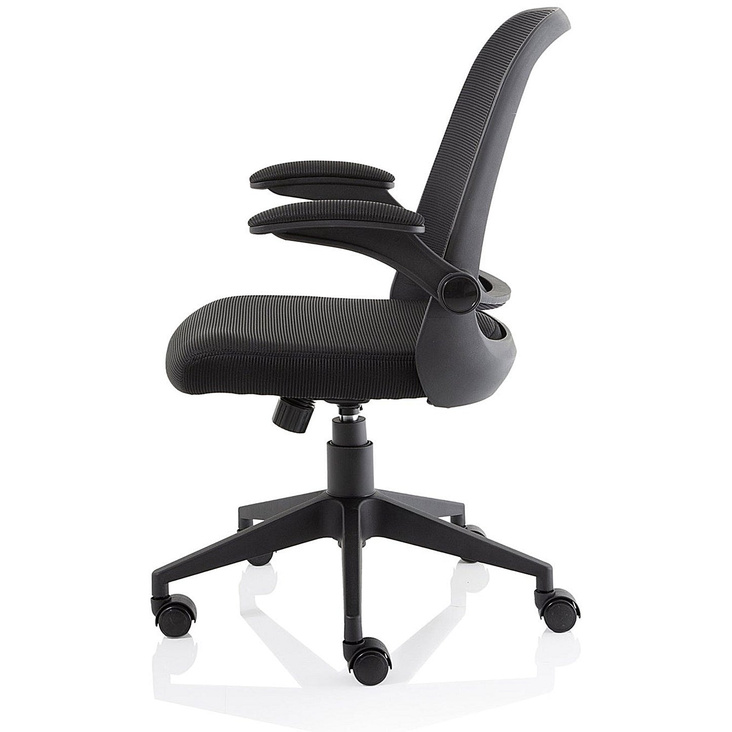 Crew Task Mesh Back Operator Chair, Folding Arms, Black