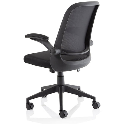 Crew Task Mesh Back Operator Chair, Folding Arms, Black