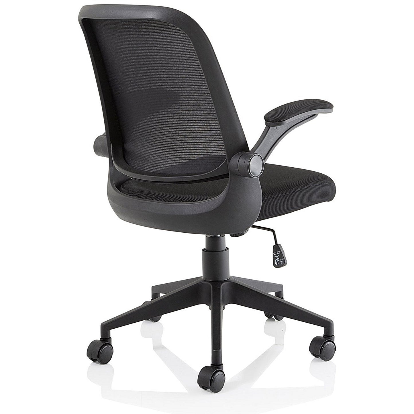 Crew Task Mesh Back Operator Chair, Folding Arms, Black