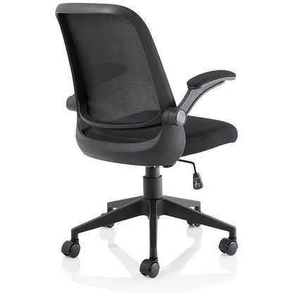 Crew Task Mesh Back Operator Chair, Folding Arms, Black