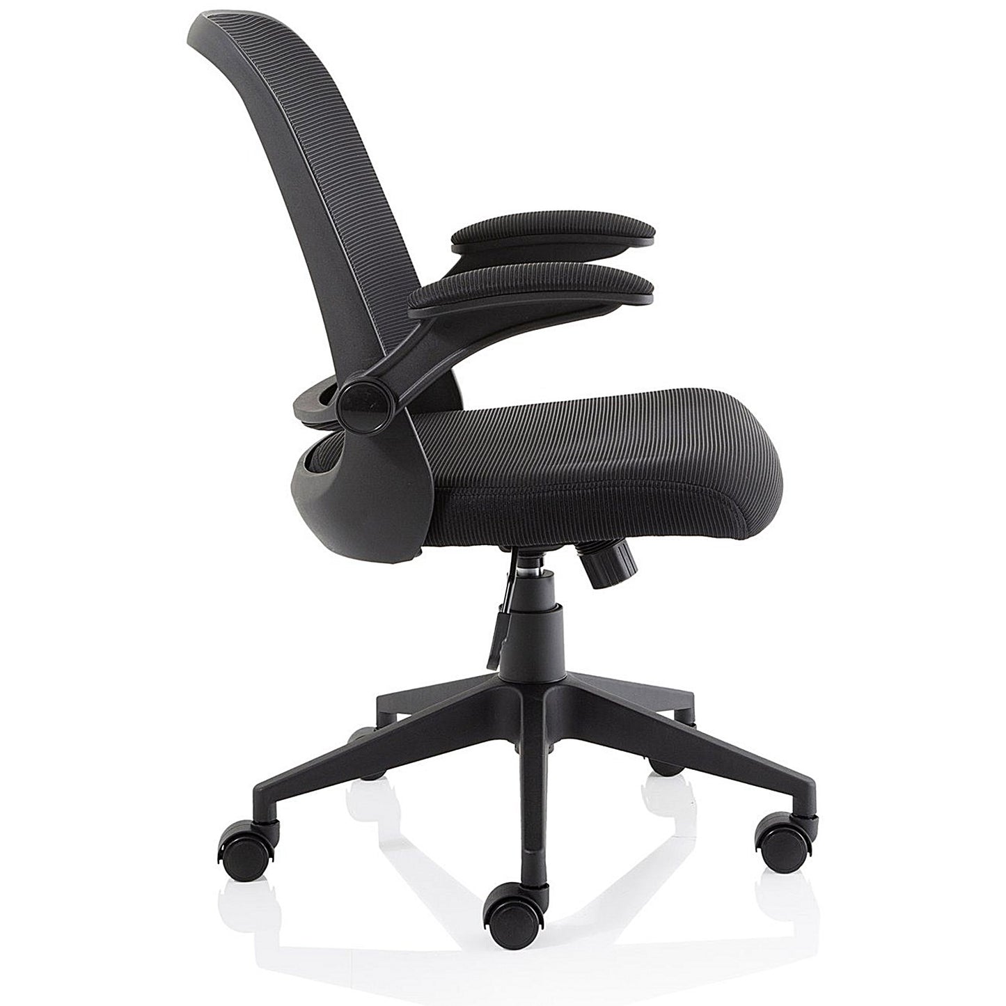 Crew Task Mesh Back Operator Chair, Folding Arms, Black
