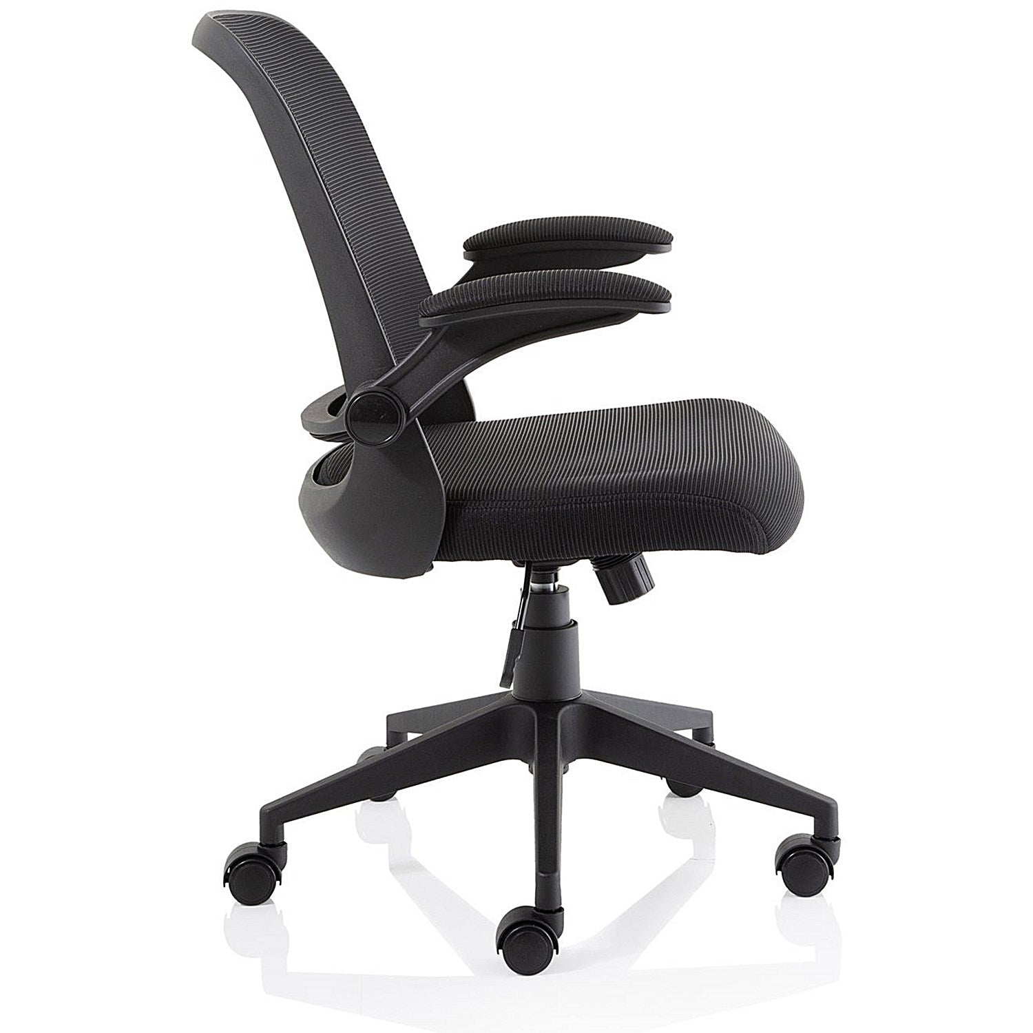 Crew Task Mesh Back Operator Chair, Folding Arms, Black