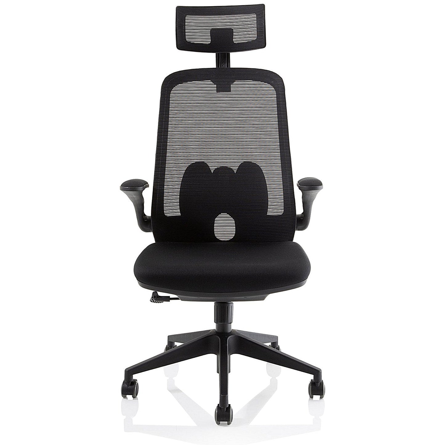 Sigma Executive Mesh Back Chair, Headrest, Folding Arms, Black