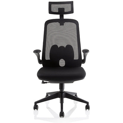 Sigma Executive Mesh Back Chair, Headrest, Folding Arms, Black