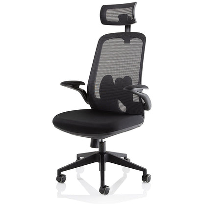 Sigma Executive Mesh Back Chair, Headrest, Folding Arms, Black
