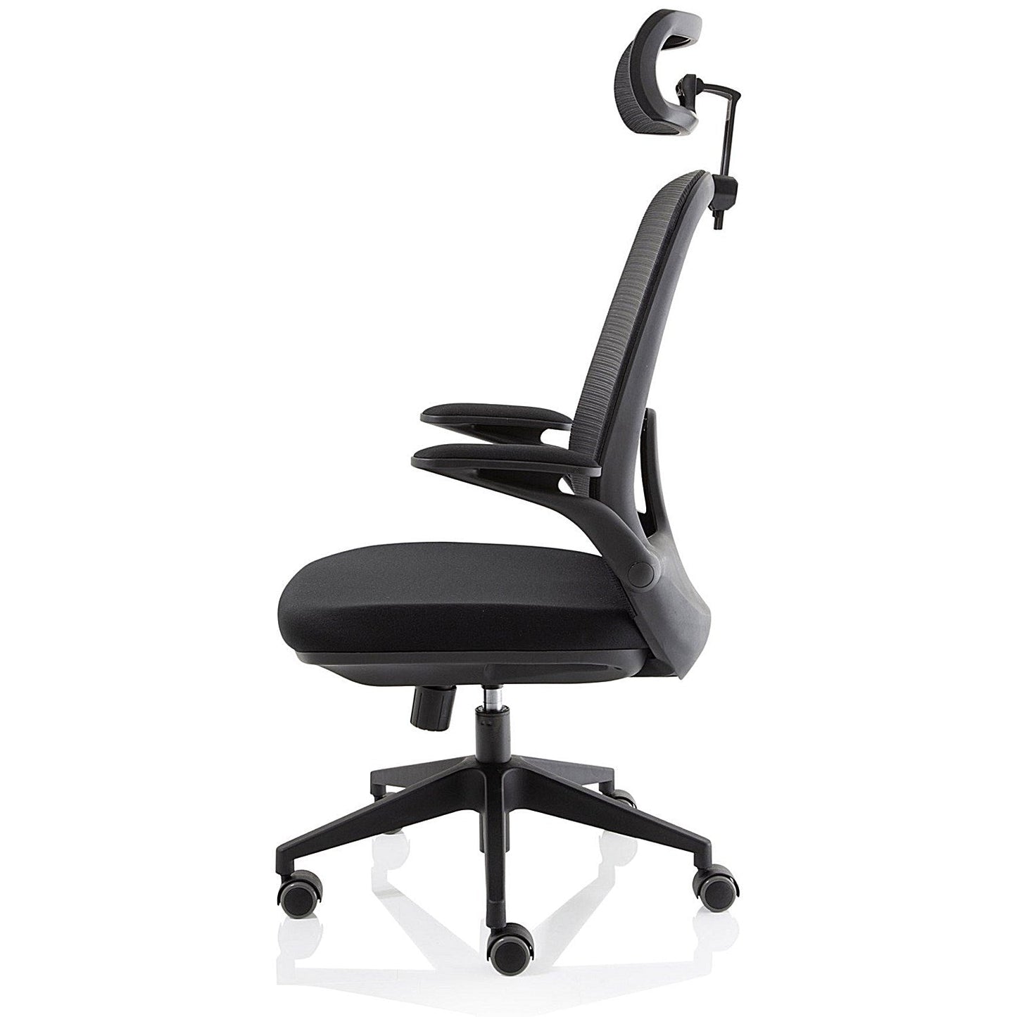 Sigma Executive Mesh Back Chair, Headrest, Folding Arms, Black